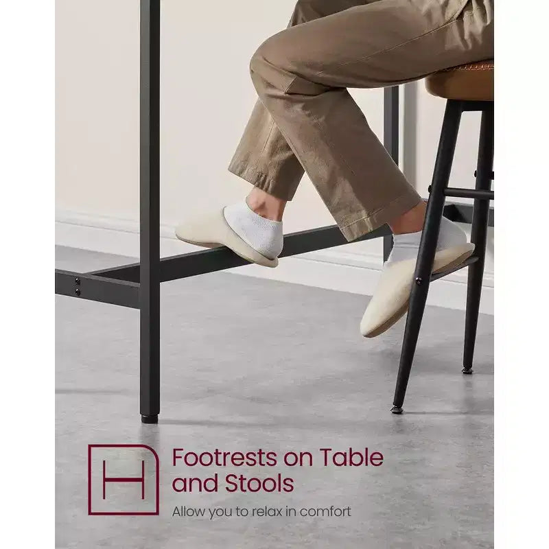 Tavolo stretto e lungo, da cucina e sala da pranzo, alto da pub, robusta struttura in metallo, design industriale, 40 x 120 x 90 cm