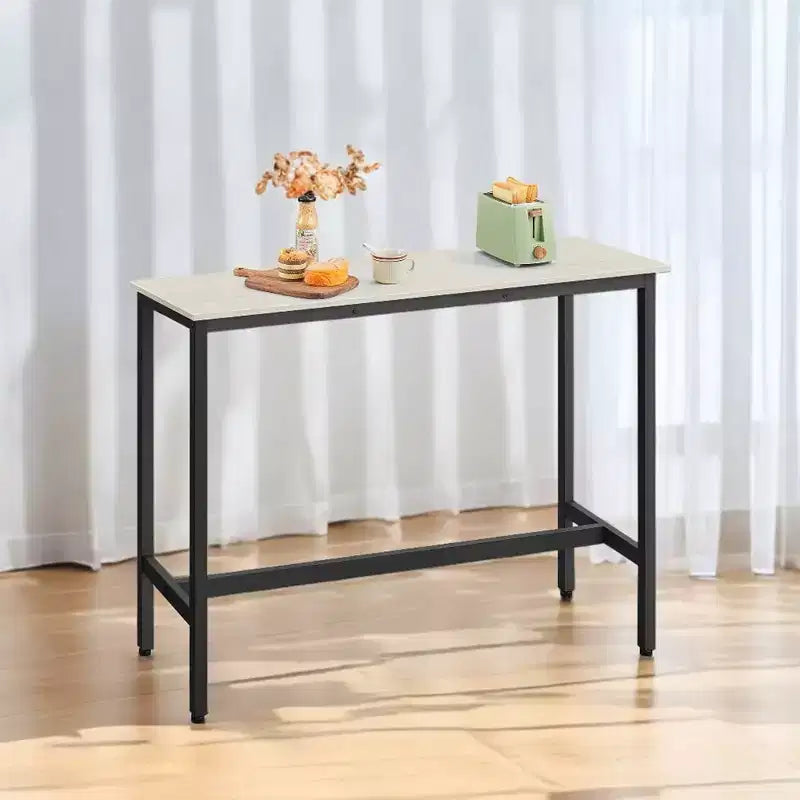 Tavolo stretto e lungo, da cucina e sala da pranzo, alto da pub, robusta struttura in metallo, design industriale, 40 x 120 x 90 cm