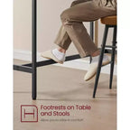 Tavolo stretto e lungo, da cucina e sala da pranzo, alto da pub, robusta struttura in metallo, design industriale, 40 x 120 x 90 cm