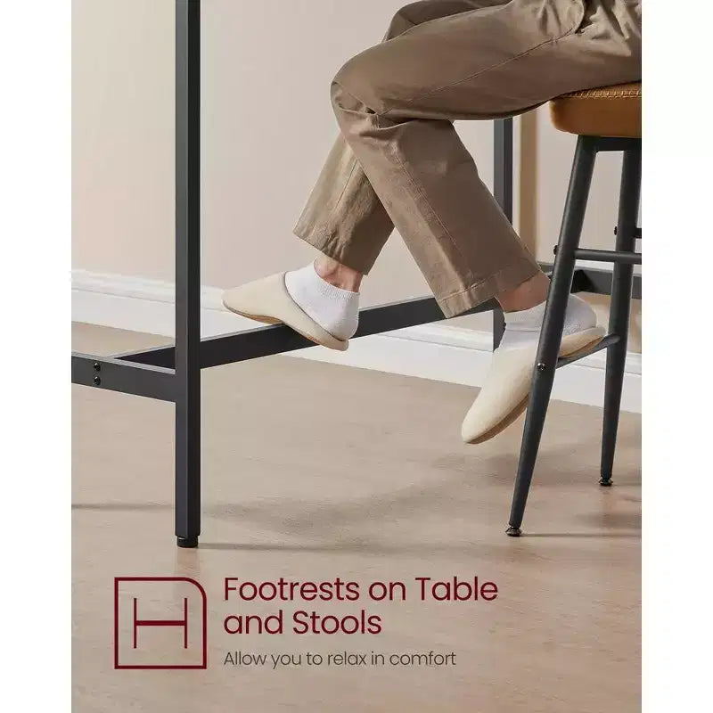 Tavolo stretto e lungo, da cucina e sala da pranzo, alto da pub, robusta struttura in metallo, design industriale, 40 x 120 x 90 cm