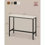 Tavolo stretto e lungo, da cucina e sala da pranzo, alto da pub, robusta struttura in metallo, design industriale, 40 x 120 x 90 cm