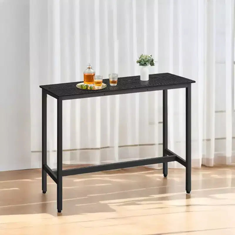 Tavolo stretto e lungo, da cucina e sala da pranzo, alto da pub, robusta struttura in metallo, design industriale, 40 x 120 x 90 cm