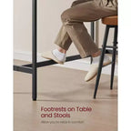 Tavolo stretto e lungo, da cucina e sala da pranzo, alto da pub, robusta struttura in metallo, design industriale, 40 x 120 x 90 cm