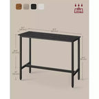 Tavolo stretto e lungo, da cucina e sala da pranzo, alto da pub, robusta struttura in metallo, design industriale, 40 x 120 x 90 cm