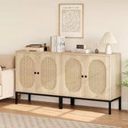 Mobile credenza, Mobile contenitore in rattan con ante e ripiani