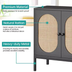 Mobile credenza, Mobile contenitore in rattan con ante e ripiani